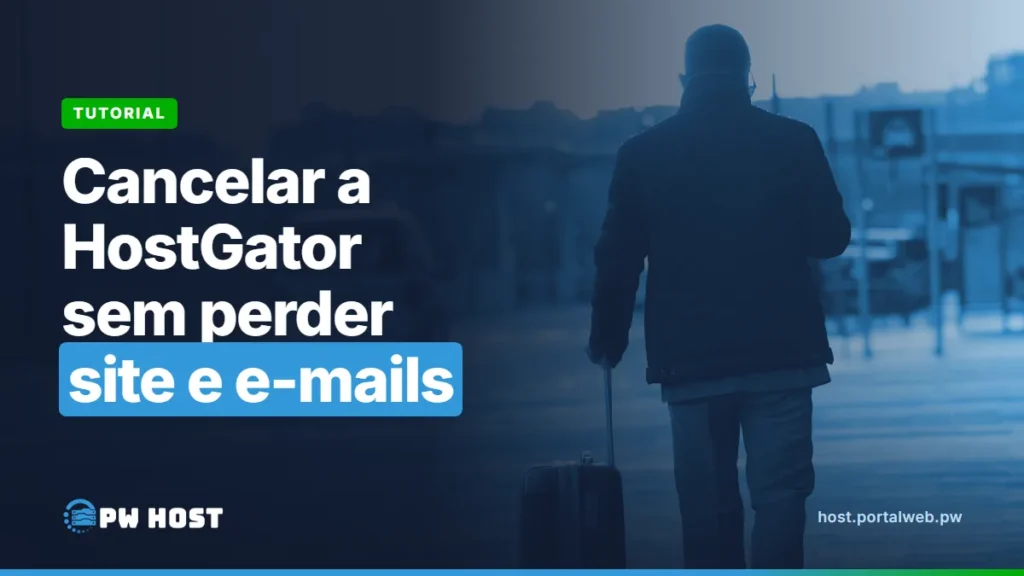 PW Host - Hospedagem de Sites Vitalícia e Sem Mensalidade Cancelar a HostGator sem perder site e e-mails. Foto: homem de costas puxando uma mala de rodinhas por uma calçada, perto de um ponto de táxi.