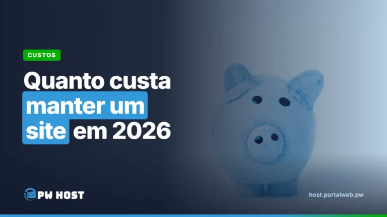 PW Host - Hospedagem de Sites Vitalícia e Sem Mensalidade Quanto custa manter um site em 2026. Foto: cofrinho de cerâmica em forma de porco sobre um fundo claro.